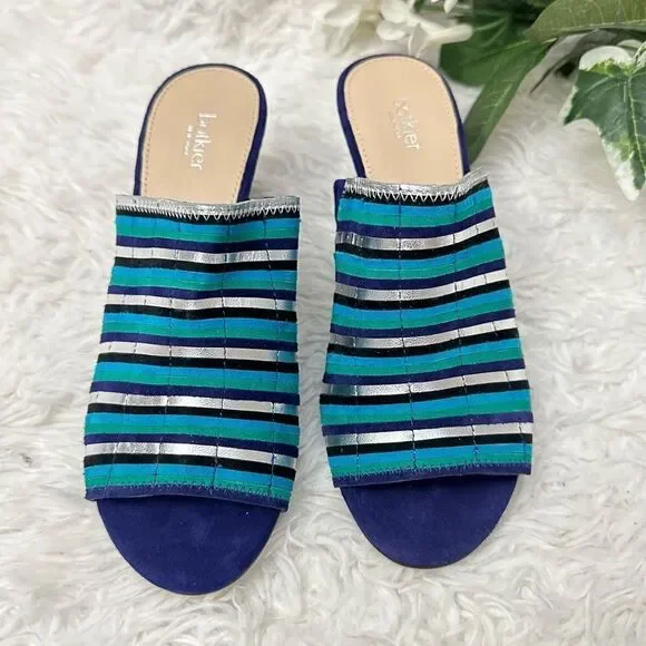 BOTKIER Womens Posie Suede Metallic Slip On Heeled Mules‎ in Ultramarine size 6 - Picture 3 of 10